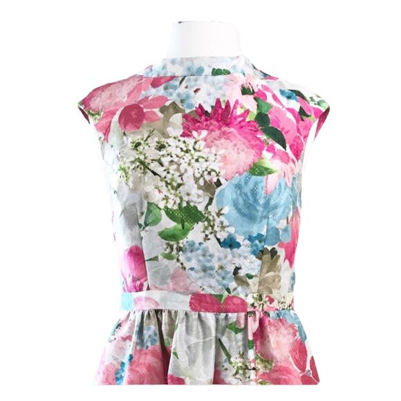 CYNTHIA STEFFE Floral Print Dress Jacquard Pink Peony Cocktail Fit & Flare 6 NWT - Picture 5 of 8